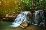 Waterfall In Forest Jungle. Hauy Rong Waterfall Phrae, Thailand Stock Photo