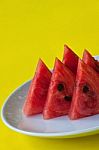 Watermelon Pieces Stock Photo