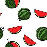 Watermelon Seamless Pattern By Hand Drawing On White Backgrounds Stock Photo