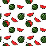 Watermelon Seamless Pattern By Hand Drawing On White Backgrounds Stock Photo