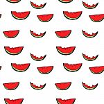 Watermelon Seamless Pattern By Hand Drawing On White Backgrounds Stock Photo