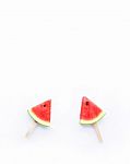 Watermelon Slice Popsicles On White Background Stock Photo