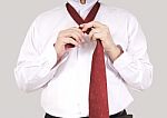 Wearing Necktie Stock Photo