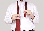 Wearing Necktie Stock Photo