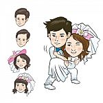 Wedding Cartoon Illustration Stock Photo