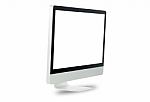 White Computer Monitor Isolated Stock Photo