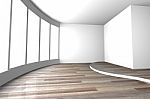 White Curve Space Empty Room Stock Photo