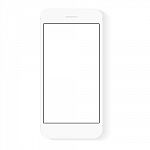 White Flat Phone White Screen, Drawing Modern Smart Phone Design Stock Photo