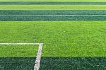 White Goal Line Of Football Field Stock Photo