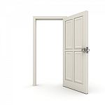 White Opened Door Stock Photo