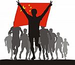 Winner Of The Athletics Competition With The China Flag At The F Stock Photo