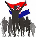 Winner With Flag Of Croatia Stock Photo