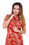 Woman And Chinese Dress Stock Photo