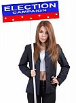 Woman And Election Stock Photo