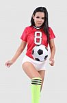 Woman And Football Stock Photo