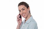 Woman Attending Business Call Stock Photo