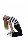 Woman Bending Stretching Her Back Stock Photo