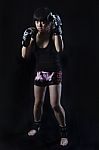 Woman Boxer In Action Stock Photo