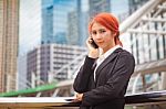 Woman Calling On The Phone Stock Photo