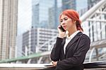 Woman Calling On The Phone Stock Photo