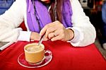 Woman Drinking Coffee Stock Photo