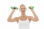 Woman Dumbbells Stock Photo