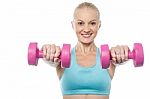 Woman Exercising With Dumbbells Stock Photo