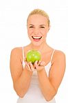 Woman Holding Apple Stock Photo