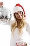 Woman Holding Christmas Ball Stock Photo