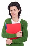 Woman Holding Dossier Stock Photo