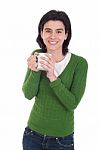 Woman Holding Mug Stock Photo