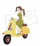 Woman On A Scooter Stock Photo