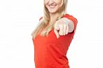 Woman Pointing You Out, Cropped Image Stock Photo