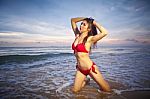 Woman Posing At Beach Stock Photo