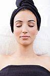 Woman Relaxing At Beauty Spa Stock Photo