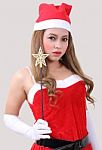 Woman Santa Claus Stock Photo