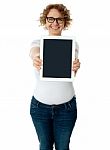 Woman Showing Tablet Pc Stock Photo