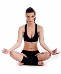 Woman Sitting In Meditation Posture Stock Photo