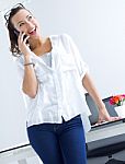 Woman Talking On The Mobile Phone Stock Photo