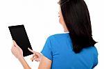 Woman Using Digital Tablet Computer Stock Photo