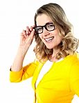 Woman Wearing Glasses Stock Photo