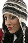 Woman Wearing Woolly Hat Stock Photo