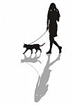 Woman With A Cat On A Leash Stock Photo