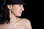 Woman With A Hat Stock Photo