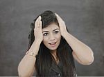 Woman With Astonished Expression Stock Photo