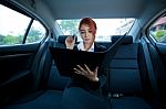 Woman With Document Stock Photo