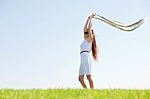 Woman With Flying Veil Stock Photo