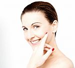 Woman With Healthy Clear Skin On A Face Stock Photo
