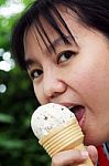 Woman With Ice Cream Stock Photo