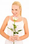 Woman With Roses Stock Photo